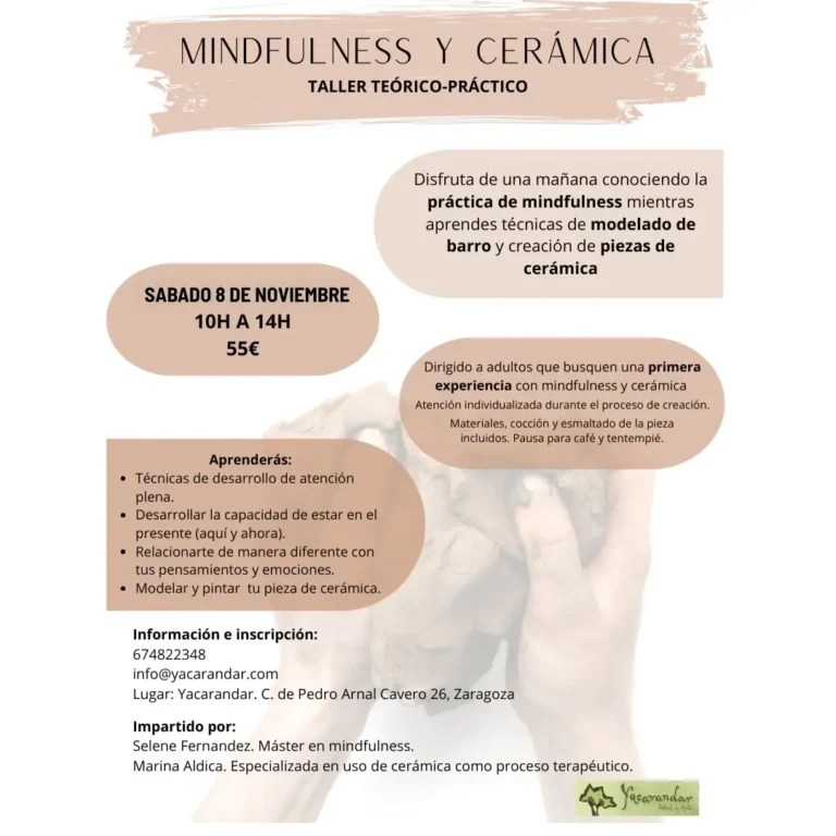 Cartel taller mindfulness y cerámica