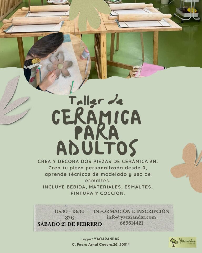 Cartel taller cerámica para adultos