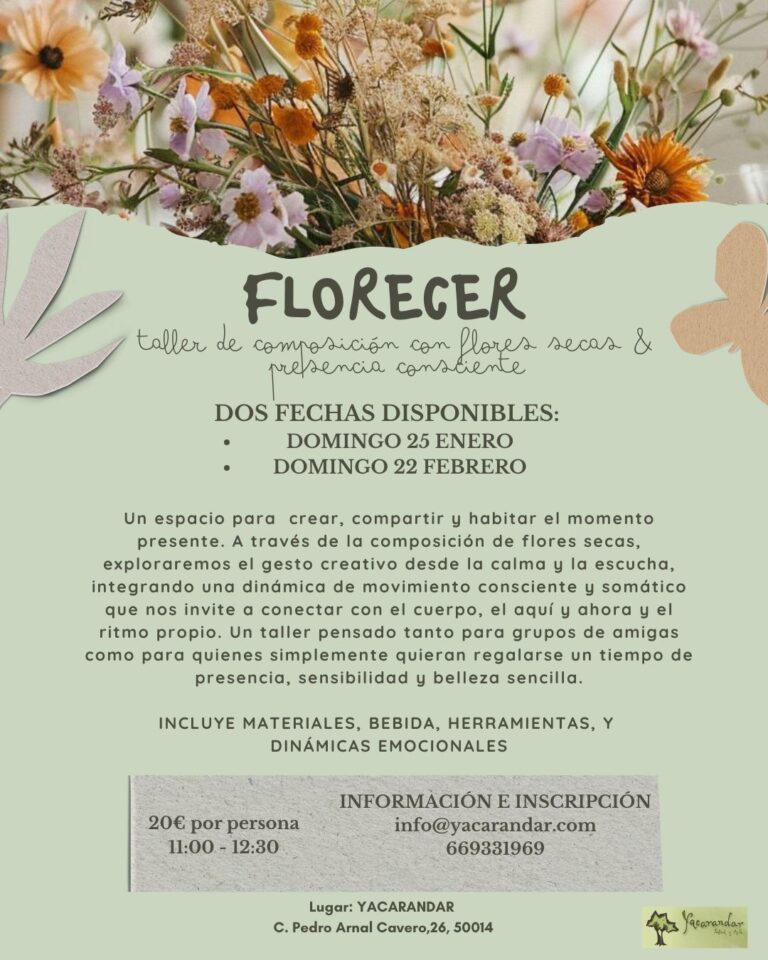 Cartel taller florecer enero 2026